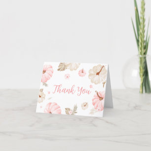 Pink Sweet Little Pumpkin Fall Baby Shower Thank You Card