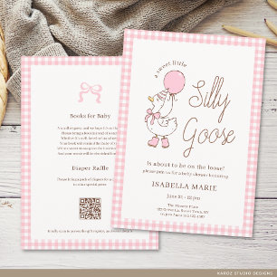 Pink Sweet Little Silly Goose Baby Shower Invitation