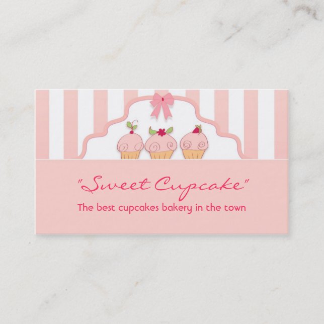 pink sweet milky cupcakes bakery business card (Front)
