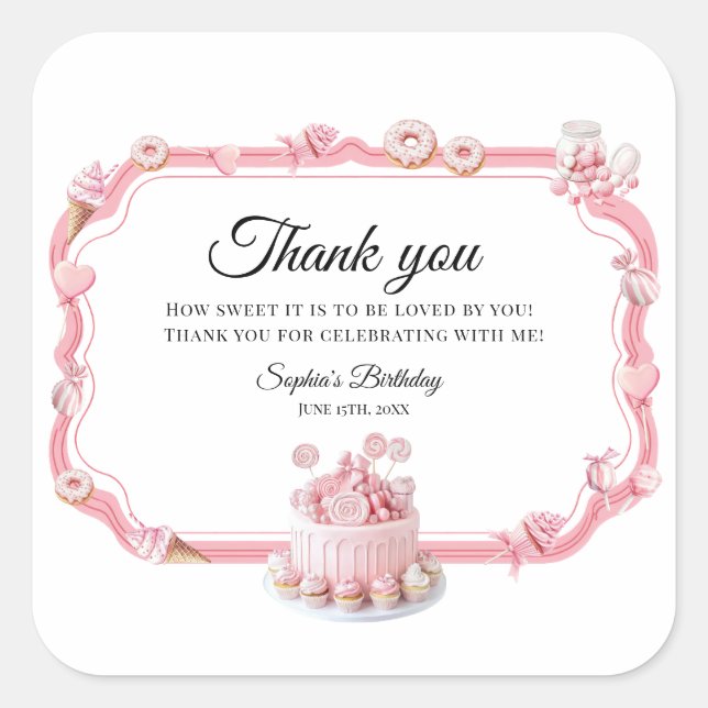 Pink Sweet One Birthday Favor Stickers (Front)