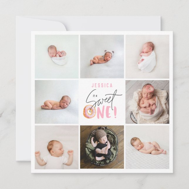 pink sweet one doughnut 1st birthday multi photo (Front)