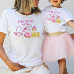 Pink Sweet One Girl's 1st Birthday Mommy Matching T-Shirt<br><div class="desc">Sweet One desserts theme girly colourful 1st Birthday,  with sweets,  designed with hand-drawn elements in pastel pink,  and faux gold colours with faux gold glitter elements.</div>