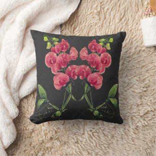 Pink Sweet Pea Flowers Throw Pillow