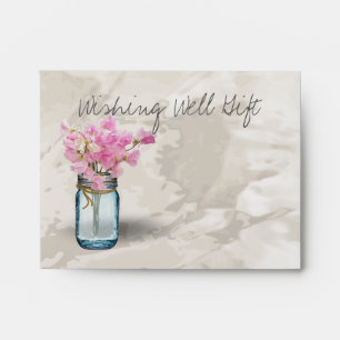 PINK SWEET PEAS MASON JAR SOUHAITER BIEN ENVELOPPE