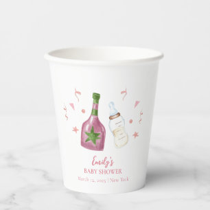 Pink Sweet Poppin Champagne Bottles Baby Shower Paper Cups