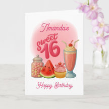 Pink Sweet Sixteen Birthday Card