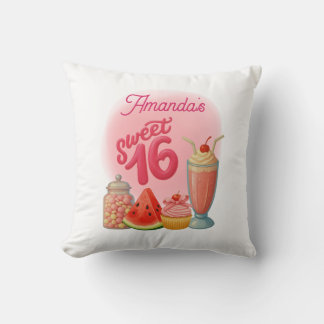 Pink Sweet Sixteen Birthday Pillow Gift