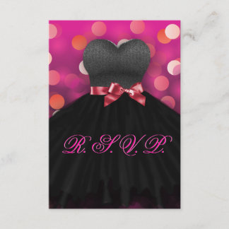 Pink Sweet Sixteen Black Dress Birthday RSVP