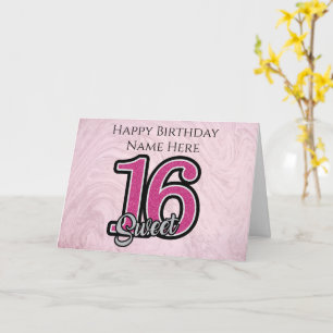 Pink Sweet Sixteen Personalized Birthday Card