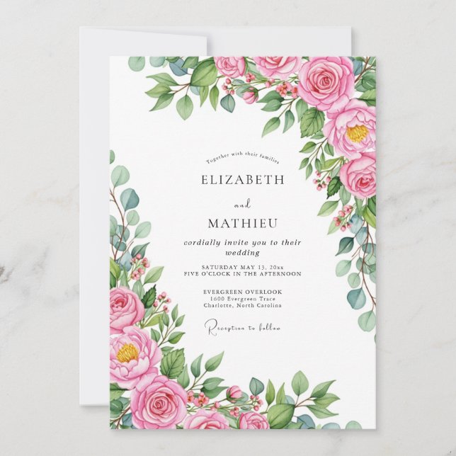 Pink Sweet Spring Wedding Invitation (Front)