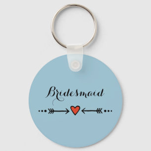 Pink Sweethearts & Arrows Blue Bridesmaid's Gift Keychain