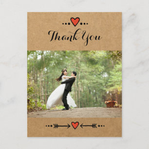 Pink Sweethearts & Arrows Country Thank You 2 Postcard