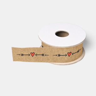 Pink Sweethearts & Arrows Rustic Country Style Grosgrain Ribbon