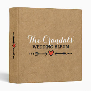 Pink Sweethearts & Arrows Rustic Country Wedding Binder