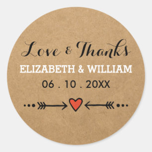 Pink Sweethearts Arrows Rustic Love Thanks Sticker