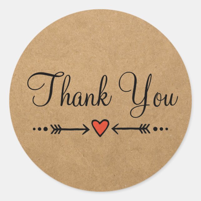 Pink Sweethearts & Arrows Rustic Thanks 1 Classic Round Sticker (Front)