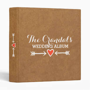Pink Sweethearts & Arrows White Country Wedding Binder