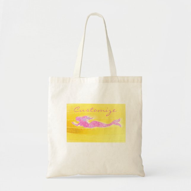 pink swimming mermaid tote bag (Front)