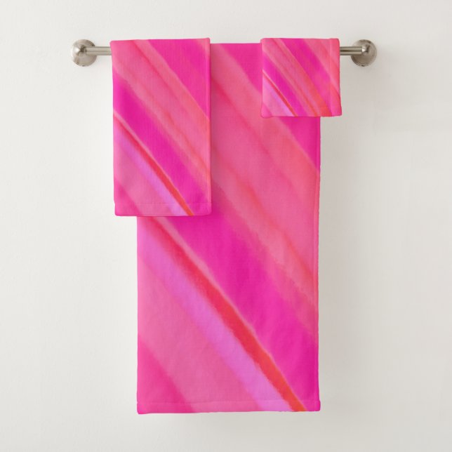 Pink Swirl Abstract  Bath Towel Set (Insitu)
