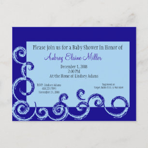Pink Swirl Baby Shower Invitation - Customized Postcard