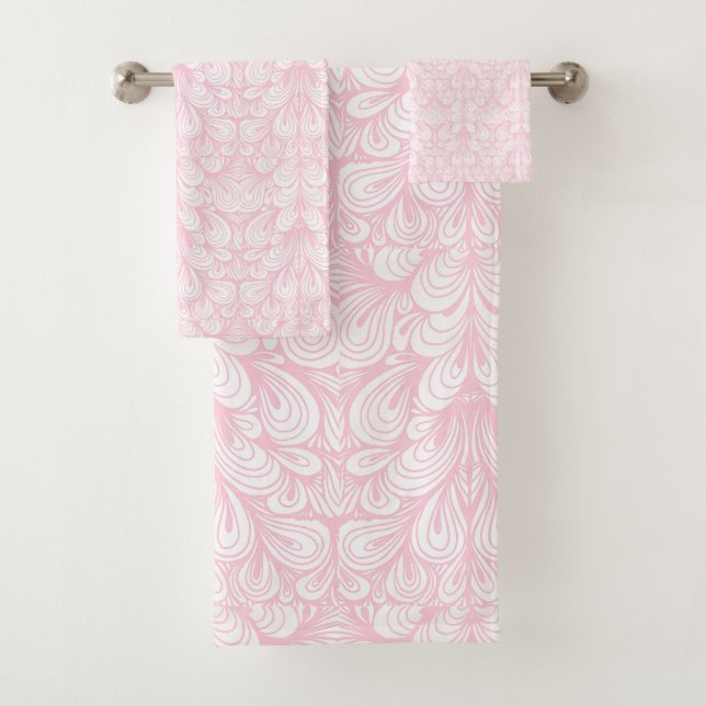 Pink Swirl Bath Towel Set (Insitu)