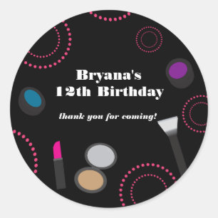 Pink Swirl Black Makeup Party Favour Stickers