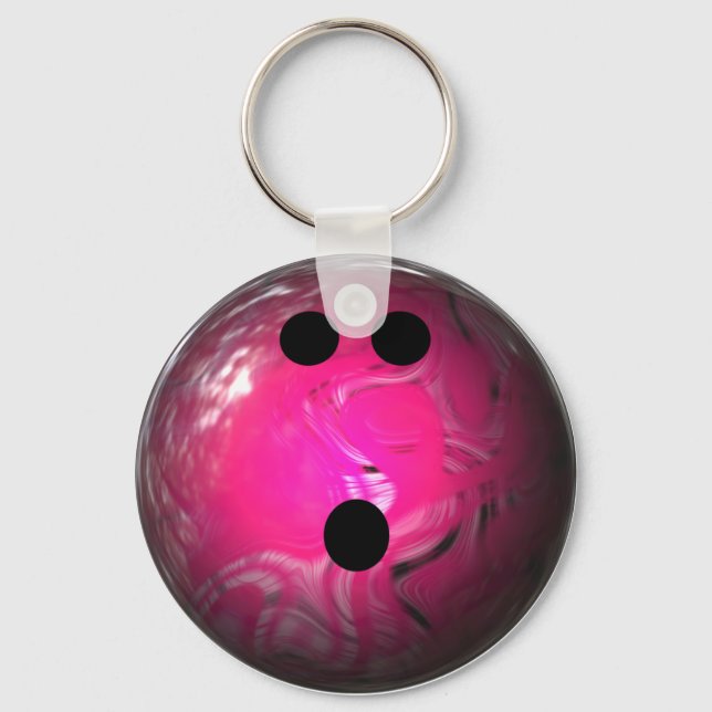 Pink Swirl Bowling Ball Keychain (Front)