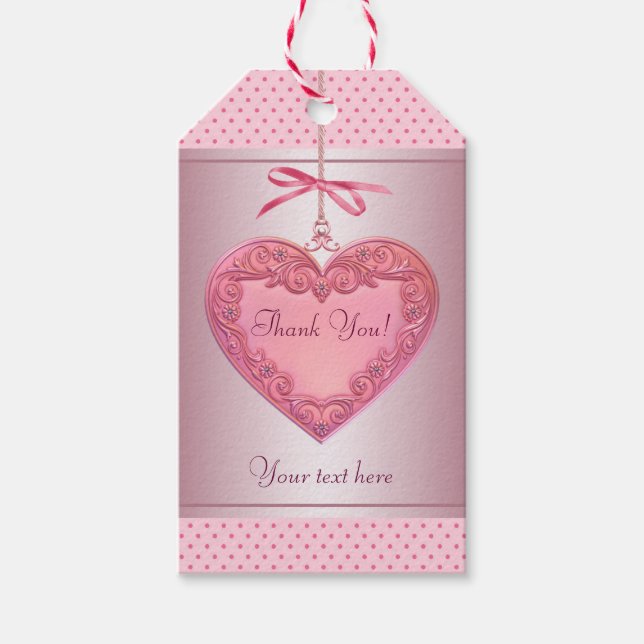 Pink Swirl Heart Pink Gift Tags (Front)