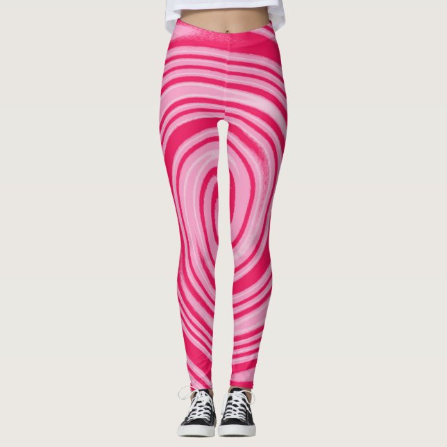 Pink swirl pattern leggings (Front)
