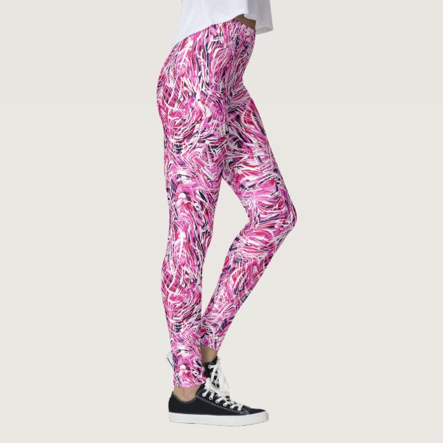 Pink Swirl Print Women's Leggings (Right)