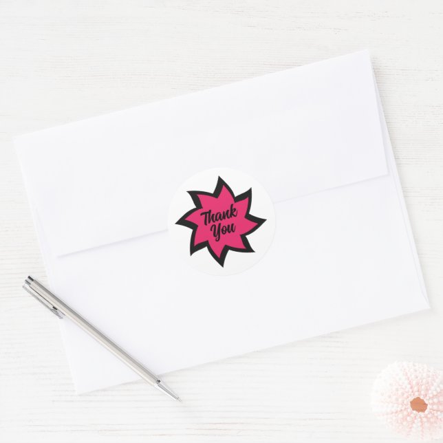 Pink Swirl Thank You Sticker (Envelope)