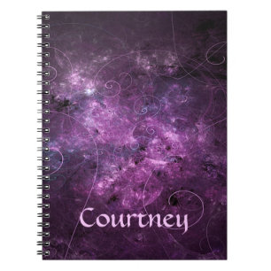 Pink Swirls Fractal Spiral Bound Notebook