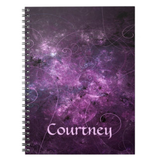 Pink Swirls Fractal Spiral Bound Notebook