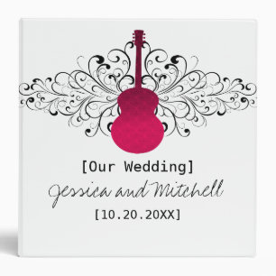 Pink Swirls Guitar Wedding Binder