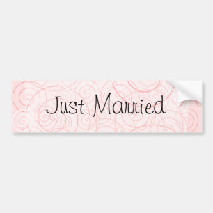 Pink Swirls Just Married Bumper Sticker