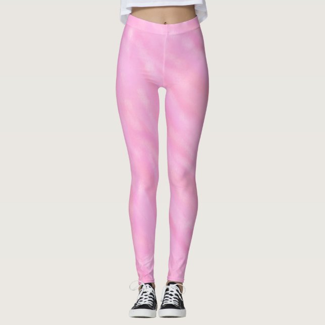 Pink Swirls Watercolor Wash Leggings (Front)