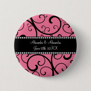 pink swirls wedding favours 2 inch round button