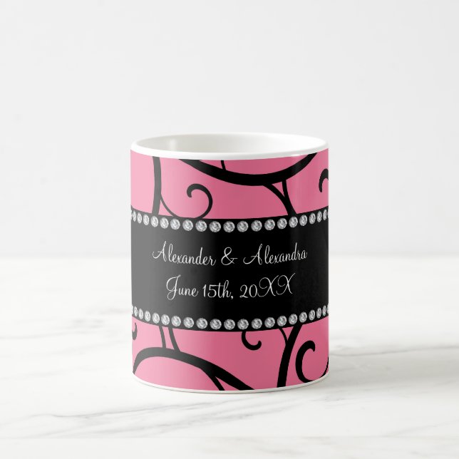 pink swirls wedding favours coffee mug (Center)