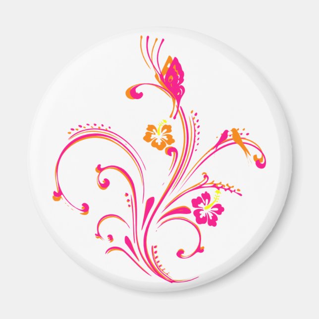 Pink Swirly Butterfly Magnet (Front)