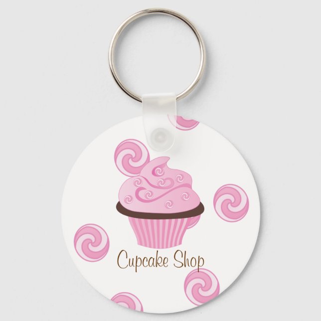 Pink Swirly Cake Keychain (Front)