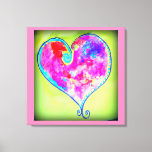 pink swirly heart canvas print