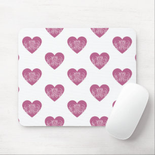 Pink Swirly Heart, Cute Romantic Gift Mouse Pad