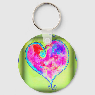 pink swirly heart keychain