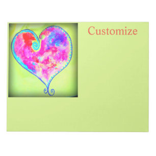 pink swirly heart notepad