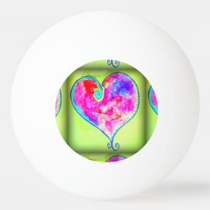 pink swirly heart ping pong ball
