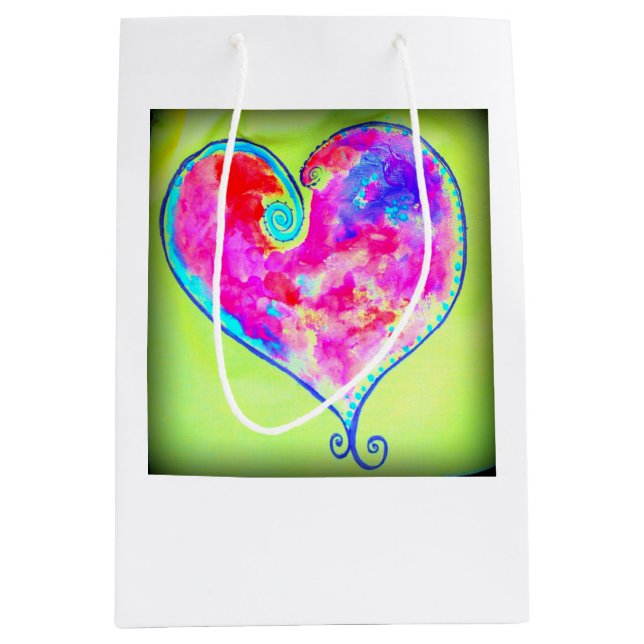 pink swirly hearts medium gift bag (Front)