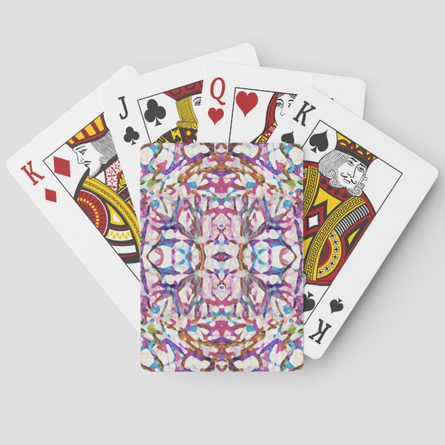 Pink Symmetrical Pattern Playing Cards (Back)