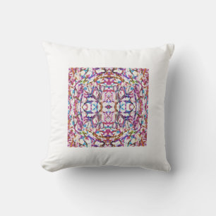 Pink Symmetrical Pattern Throw Pillow