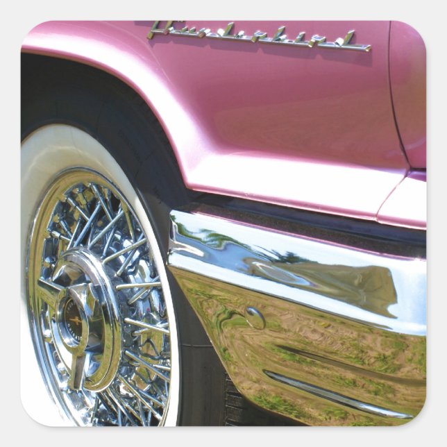 Pink T-Bird Thunderbird Square Sticker (Front)