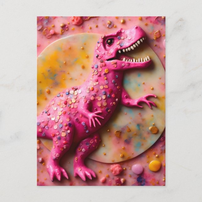 Pink T-Rex Postcard (Front)
